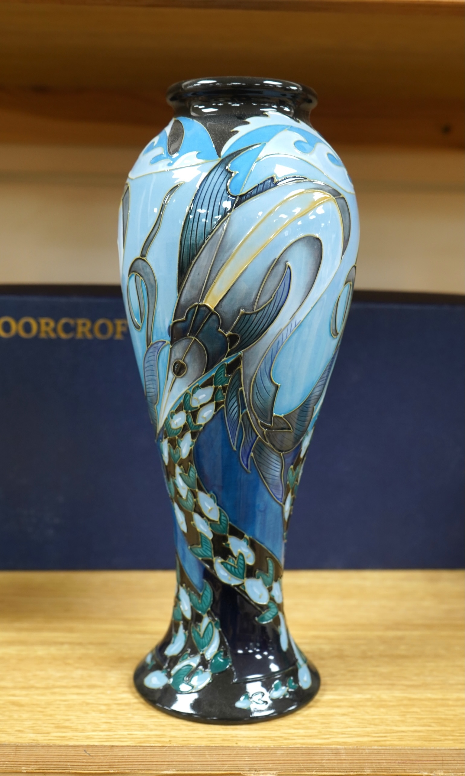 A Moorcroft ‘Blue Rhapsody’ vase, 17.5cm, boxed